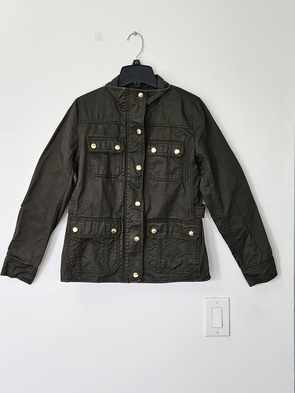 J. Crew Olive Green Utility Jacket with Gold-Tone Snaps